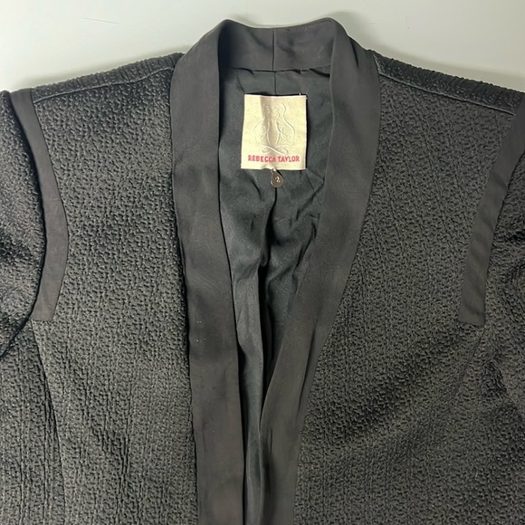 REBECCA TAYLOR - SIZE 2 BLACK OPEN BLAZER USED - Picture 6 of 12